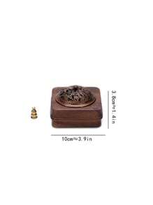 1pc Luxury Vintage Tea Art Zen Style Round Cloud Wood Incense Burner, Walnut Wood Zen Incense Holder With Tray, Suitable For Home Use Or As Gift
