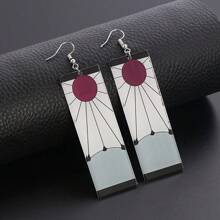 1 par de aretes personalizados con el estilo de Kamado Tanjirou del anime, con el diseño del borde de la espada asesina de fantasmas, para uso diario