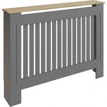 Deluxe- Longslow Medium Grey Radiator Cover Slatted Wood Design Top Shelf Display Living - Default - View 5