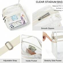 LATMAP Clear Bag For Women, Clear Crossbody Fanny Pack Stadium Approved, Small Clear Purse For Concerts Festival, Stadium Approved 10.7x 4.5 X 11.5 Clear Transparent Purse Bag For Concerts Sports Events Festivals,Clear Bag Concert,Mother's Day Gift - 白色 - 查看 4