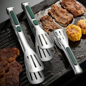 1pc Stainless Steel Non-Slip Barbecue Tong, Portable Serving Tong For Meat, Salad, Bread, Suitable For Grilling, Parties, Gatherings, Kitchen Accessories For Home, Outdoor BBQ, Parties, Company Meals, Family Events