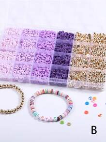Conjunto de 2000 piezas de cuentas de arcilla rosa en tema de San Valentín, con conjunto de cuentas espaciadoras doradas de la serie oceánica, accesorios para pulseras DIY, juego de joyería con cuentas CCB. El color es aleatorio
