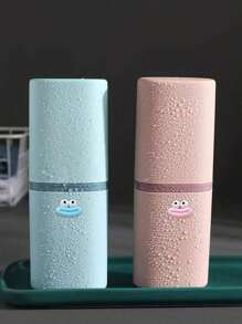 Caja elegante y simple para cepillo de dientes, con accesorios divertidos con forma de boca de salchicha pegados, Estuche portátil, organizador a prueba de polvo con serie de letras A-Z para guardar cepillo de dientes y pasta dental, diseño resistente al agua, accesorios de baño, esenciales de viaje, artículos escolares, artículos de vacaciones, accesorios de campamento, esenciales de verano