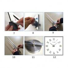 Reloj de pared digital 3D de acrílico con diseño de números romanos, reloj de pared redondo grande de moda con espejo, relojes autoadhesivos DIY