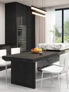 1 Roll Wood Grain Self-Adhesive Wallpaper, Heat & Oil Resistant Countertop Self-Adhesive Wallpaper, Peel And Stick Wallpaper, Suitable For Walls, Cabinets, Tables, Chairs, Rooms, Wardrobes, Etc. - Black - View 5