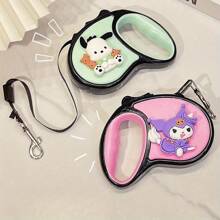 Sanrio 1pc Hello Kitty Retractable Dog Leash - 10ft Auto-Walk Rope With Cute Cartoon Design (Pink, Green, Blue), Suitable For Medium And Small Dogs, Pet Lead (Character Head Needs To Be Pasted Yourself, Accessories Will Be Provided)