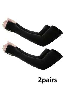 1/2/3/4 Pairs Ladies UV Protection Arm Sleeves, Cooling Compression Tattoo Cap Sleeve For Work, Cycling, Fishing, Halloween, Winter, Casual Plain Colors