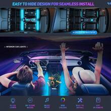 Car LED Lights Smart Interior Lights With App Control 72 LED 16 Million Colors With APP And Remote Control Music Sync Color Change RGB For LED Lighting Kits For Car With Car Charger DC 12V Car Accessories Car Must Haves Accesorios Para El Carro Car Decor