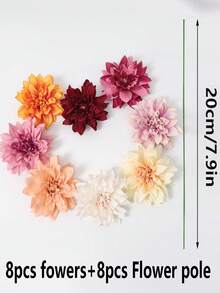 16pcs Artificial Big Daisy Flowers Decor, Suitable For Wedding Party, Home, Office, Hats, Wall Decoration, Random Color,Fall Decor,Autumn - Multicolor - View 16