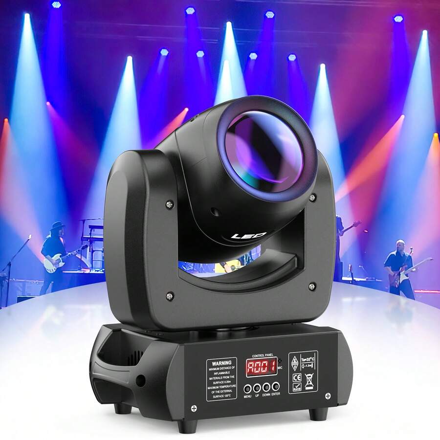 U'King 120W LED Beam Pattern Moving Head Light With 18 Prisms DMX Self-Propelled Stage Light Voice-Activated Mode Suitable For Performance Concert Club Disco And DJ Party Lighting - 美規A型插(110-127V) - 查看 1