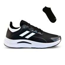 tenis masculino para academia corrida e dia a dia + 1 par de meia, Tênis masculino esportivo preto