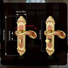 1 pieza Pomo de puerta estilo europeo de servicio pesado con llave - Manija de metal ornamentado dorado, funcionamiento silencioso para dormitorio interior y hogar, diseño vintage moderno, apto para puertas de madera, pomo de puerta de armario