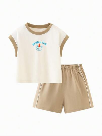 mini bala Short Sleeve Set Boys' And Girls' Baby Summer Short Sleeve Shorts Two Pieces Set