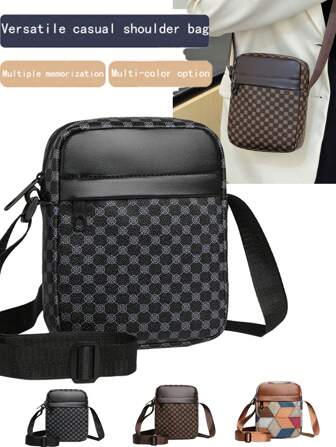 Fashion Patchwork Contrast Color Commuter Crossbody Shoulder Bag Lightweight Small Square Bag Old Money Streetwear