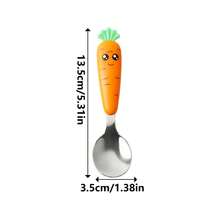 1pc Spoon/1SET Carrot-Shaped Plastic Handle Stainless Steel Cutlery Set With Three Pieces, Boxed, Kitchen, Christmas Gift,School Supplies - Multicolor - View 14