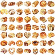 50张面包透明贴纸 PET贴纸 可爱贴纸 烘焙贴纸 馅饼贴纸 卡通贴纸 食物贴纸 甜点贴纸 适用于笔记本电脑、滑板、日记本、笔记本、手机、杯子、吉他、行李箱、电脑、冰箱、桌子等