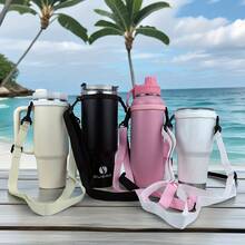 2pcs/1pc Water Bottle Handle With Shoulder Strap, Water Bottle Shoulder Rope Crossbody Bag With Strap Water Bottle Bracket Belt, Water Bottle Accessories Water Bottle Accessories Handbag Classic Bow Straw Covers Cap Toppers Compatible With 30&40 Oz Tumbler Cups,Reusable Cute Silicone Straw Tips Lids Protectors For 0.4 In/10mm Cups Straw Accessories - Multicolor - View 8