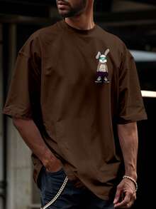 Shirt Oversized Streetwear T-Shirt Rabbit Rabbit Bear Streetwear Skateboard REF 7188 FLUXOGEEK - Óxido marrón - Ver 4