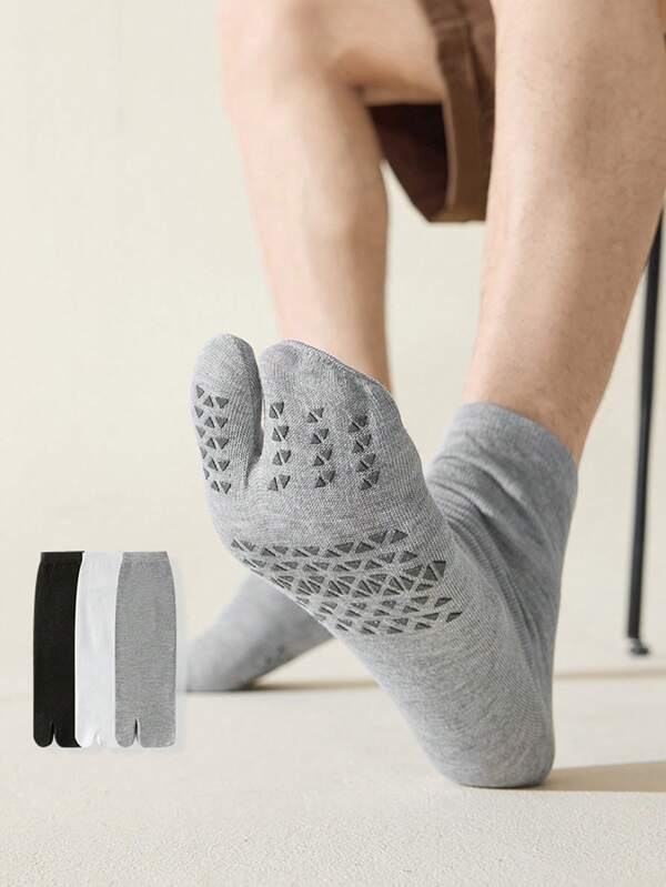 1/2/3 Paar Herrensocken Einfarbig mit Zweizehen-Teilungszehn, rutschfeste Socken für japanische Holzclogs