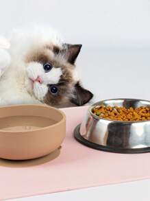 1pc Silicone Pet Mat, Anti-Spill Easy To Clean Mat, Anti-Slip Pet Food Mat, Foldable Portable Non-Slip Soft Silicone Placemat