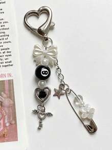 1 szt., Modny, ręcznie robiony brelok z żywicy z koralikami - styl punkowy, damski dodatek z klamrą w kształcie homara, zawieszka do torby samochodowej, szkolna gwiazda, uroczy gotycki Y2k