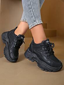 秋冬女士坡跟厚底运动鞋，适合娇小女生的休闲增高鞋