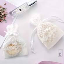 2/5 Stück neue weiße sternförmige Spitzen-Organzabeutel mit Kordelzug, auf Lager Bambus-Knoten Organza Schmuckgeschenktüten, Spitzen-Aufbewahrungsbeutel, Weihnachtsgeschenke