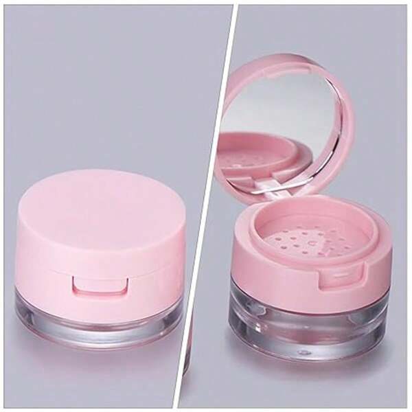 1/3pcs 3/5g Mini Portable Loose Powder Compact Makeup Case With Sponge, Partition, Travel Essential