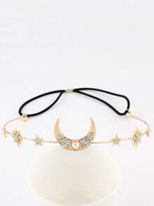 1pc Unique Design Hair Band With Star, Moon & Leaf Decor, Superior Craftsmanship & Material, Minimalist Fashion, Versatile For Parties, Weddings & Dances