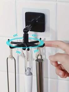 2pcs 360° Rotatable Pot Rack - No Drilling Required, Wall-Mounted, Expandable Black Plastic Kitchen Organizer Rack With Round Ceiling Storage Shelf, Suitable For Spoons, Ladles And More - Multicolor - View 8