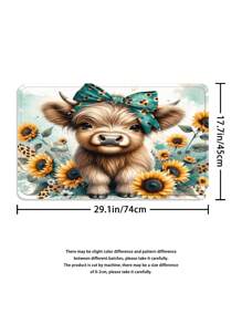 1/4pcs Shower Curtain Set,Highland Cow Sunflower Cartoon Bathroom Curtains Shower Set, Shower Curtains,Bathroom Accessories Including Bathroom Carpet Toilet Mat And 12 Shower Curtain Hooks,Bathroom Set With Curtain,Suitable For Bathroom Decor,Room Decor,Home Decor, House Decor, Kitchen, Living Room. Back To School