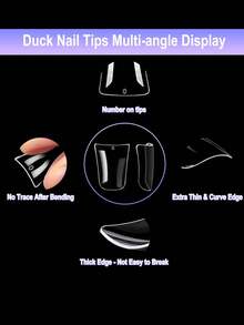 120 móng giả ngắn hình vịt cho móng acrylic trong suốt kiểu Y2K, móng giả dán trong suốt, móng giả phủ toàn bộ, dụng cụ làm móng kiểu Pháp. - Trong sáng - Xem 3