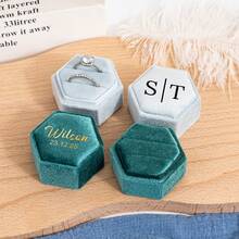 Personalized Velvet Double Slots Ring Box, Custom Name Wedding Ring Box, Engagement Hexagonal Ring Box, Wedding Proposal Ring Box, Multi-Functional, Ornamental, Reusable, Exquisite, Stylish, Colorful, Modern, Custom, Personalized, Unique, Ideal Gifts For Her, Boyfriend, Dad, Girlfriend, Mom, Family, Friends, Tea Room, Home, Garden, Office, For Anniversaries - Multicolor - View 7