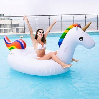 Unicorn Shaped Inflatable Water Rider, Summer Inflatable Water Rider, Beach Essentials, Beach Accessories, Pool Float