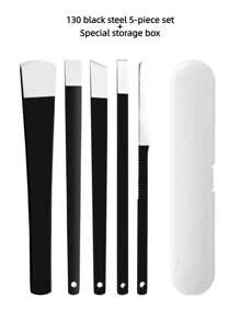 1/5 Peças Conjunto de Facas para Pedicure Profissional Com Caixa de Armazenamento, Kit de Cuidados das Unhas em Aço Inoxidável Projetado para Remoção de Calos e Calos, Feito de Aço 130 em 5 Estilos para Atender a Todas as Necessidades de Reparo dos Pés, À Prova d'Água, Resistente à Ferrugem e Corrosão