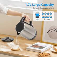 Aigostar Electric Kettle Stainless Steel, 1.7L Quiet Fast Boil Kettle Cordless, Boil Dry Protection, 2200W - UK Plug(220-240V) - View 8