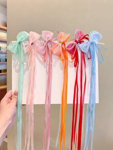 2pcs Teen Chinese Style Bow Ribbon Hair Clips, Hair Accessories - Bow - View 3