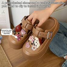 Cartoon Puppy Perforated Summer Outdoor Platform Slippers For Women, Thick Soled, Stylish, Suitable For Students, Homewear, EVA Closed Toe Sandals - White - View 9