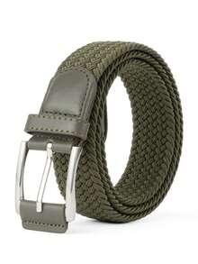 1 pièce Ceinture élastique tressée pour hommes, options de couleurs, ceinture extensible sans boucle, porter décontracté à la mode pour le golf et l'usage quotidien, l'école, les affaires, cadeau pour petit ami, mari, père, homme, porter au quotidien, mode, ado, extérieur, vacances, athlétique, voyage, bohème, automne vintage, accessoires automne-hiver, convient pour les ados, les jeunes, les hommes, décontracté, extérieur, athlétique, vacances, cadeaux de remise des diplômes, anniversaire, porter au quotidien - Militaire verte - Voir 29