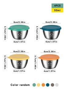 2 pezzi/4 pezzi/6 pezzi Coppette per salse mini in acciaio inossidabile 304 con coperchi, piattini portatili per condimenti per uso domestico per ketchup, condimenti per insalata, uso esterno, forniture scolastiche