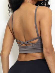Moderna & Slim Fitness Strappy Top With Crossover On The Back - Zero Transparency - Suplex Power - 灰色 - 查看 1