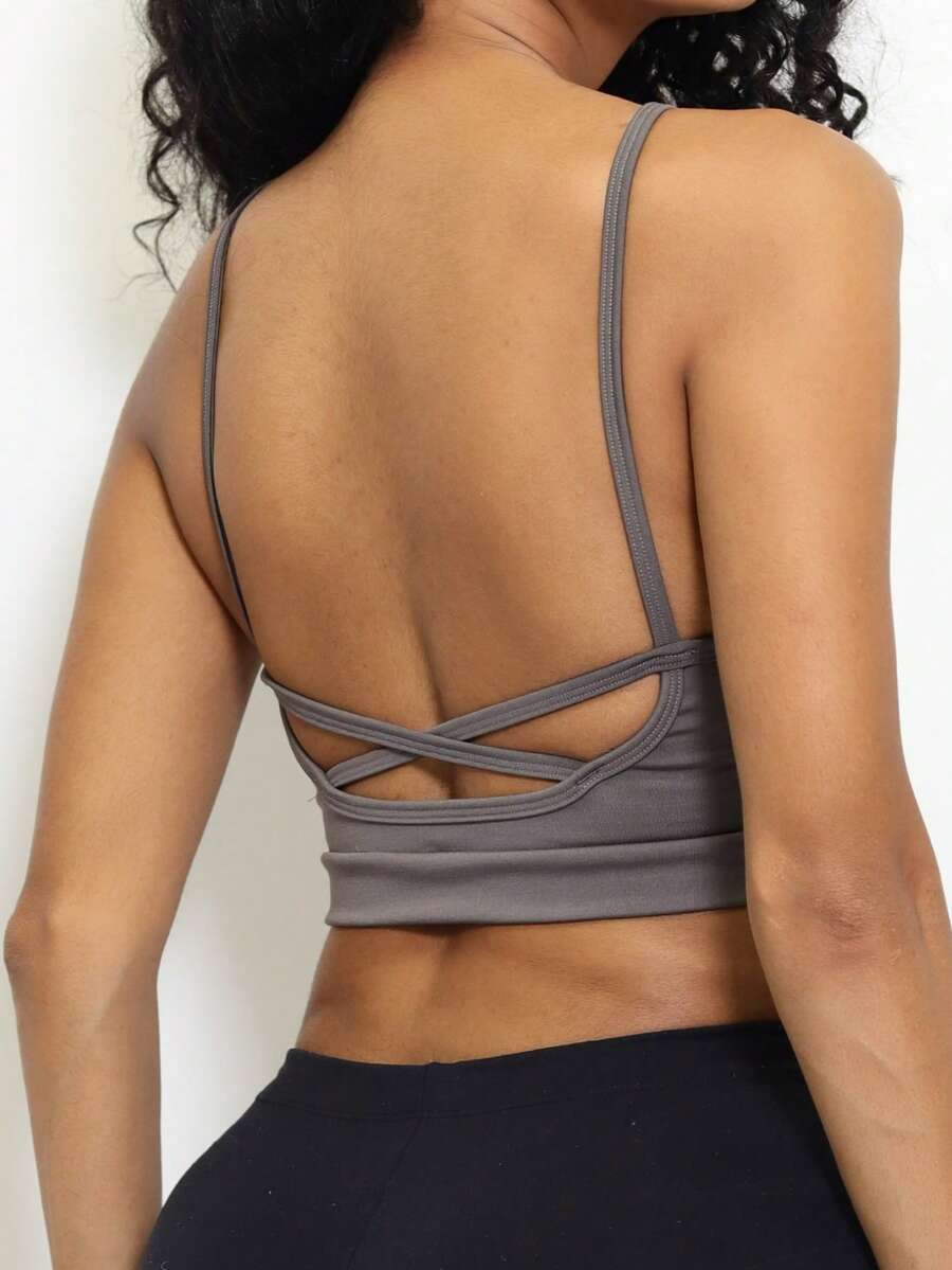 Moderna & Slim Fitness Strappy Top With Crossover On The Back - Zero Transparency - Suplex Power - 灰色 - 查看 1