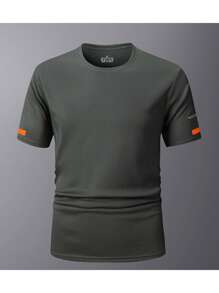 1 Stück Vintage-Stil Sweatshirt mit Schwergwicht, 100% Baumwolle Kurzarm Lässig Oberteil, Weiß/Armeegrün, Unisex