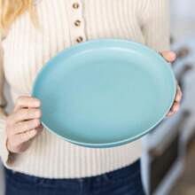 Premium Wheat Straw Plates And Bowls Sets - 8 Unbreakable Microwave Safe Dishes - Wheat Straw Dinnerware Sets - Reusable Plastic Plates And Bowls Alternative For Camping, RV - Midnight - Tropical - View 5