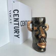 1pc New Resin Abstract Human Face Flower Vase Home Decor Craft Gift - Multicolor - View 5