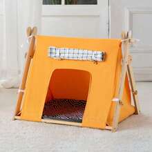 1 Set Of Portable Pet Tent, Four Season Universal Closed Cat Nest, Small Pet Conical Tent, Cute Cat Cave Cat Bed, Easy To Install, Easy To Clean, Suitable For Indoor And Outdoor Use - 橘色 - 查看 5