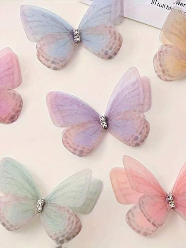 25/50 piezas Mini decoración de flores de tela de mariposa simulación, decoración de mariposas 3D de simulación pastel, adecuada para manualidades DIY, tocados, marcapáginas, accesorios de fotografía y decoración del hogar