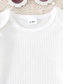 2pcs/Set Baby & Toddler Girl Cute Short Sleeve Romper + Suspender Pants Set, Lightweight For Summer - Màu vàng - Xem 4