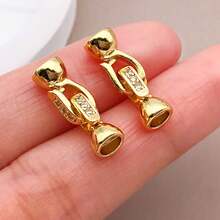 1/3/5pcs Real 18K Gold Plated Bead Cap Connectors Buckle Clasp Spring Necklace Clasps Closures Bracelet Brass End Buckle With Zirconia For DIY Beaded Jewelry Making Finding Bracelet Necklace 6x20mm - Multicolor - View 9