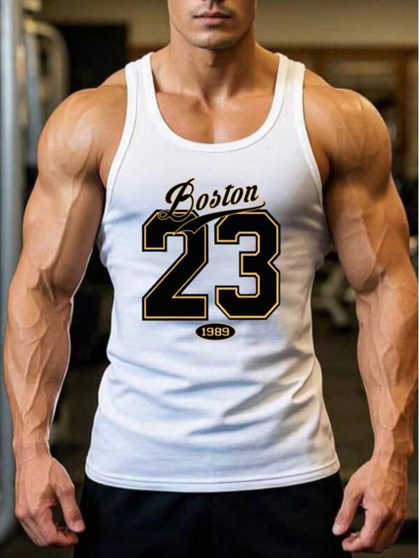 Men's Boston 23 Print Athletic Tank Top - Sleeveless Fitness Wear,Print Sleeveless Tank ,Men's Tank Top,Athletic Wear,Gym Wear,Workout Clothes